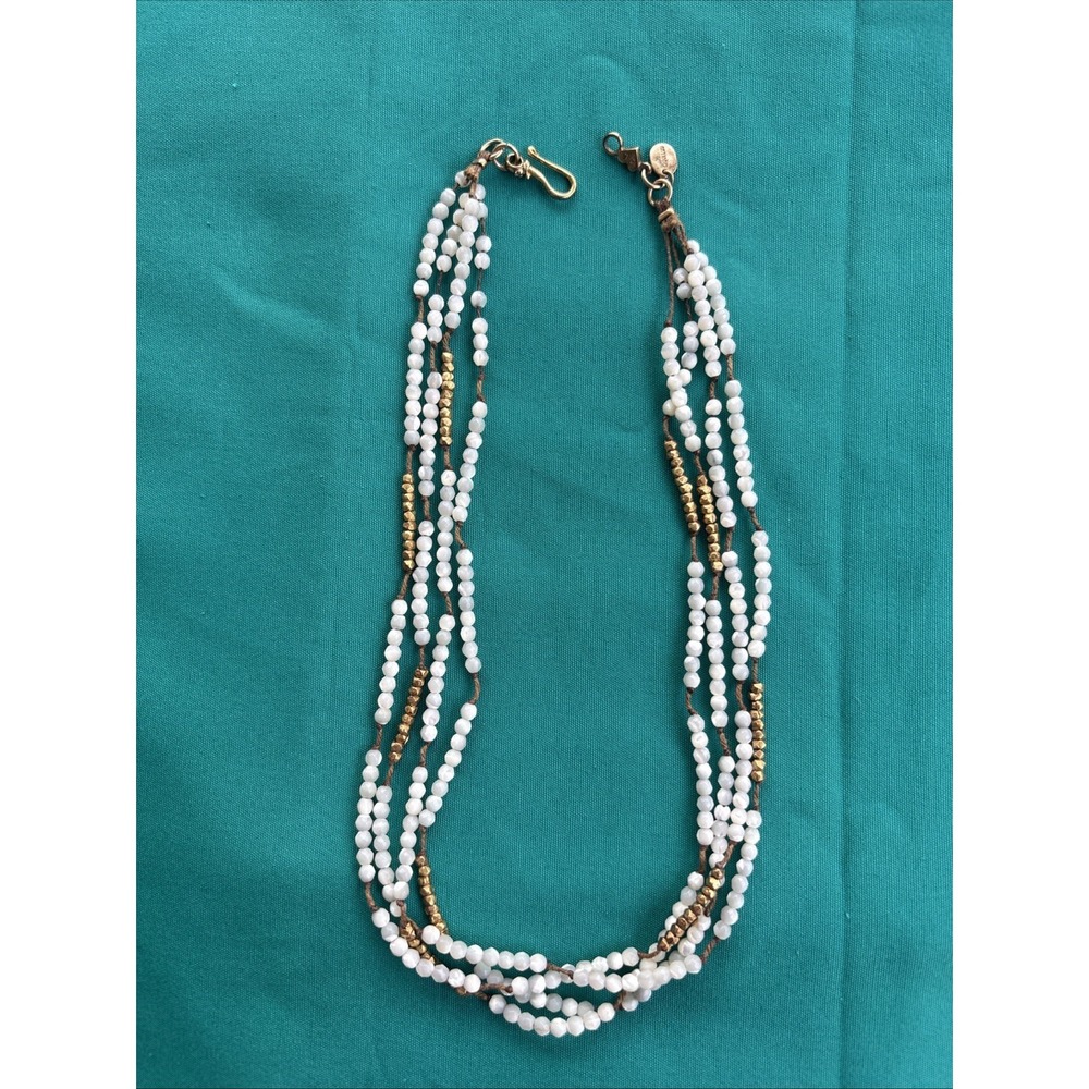 Chan Luu Sterling Beaded Necklace Gold Toned 16 1/2" 4 Strands - Picture 2 of 9